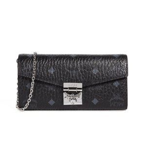 MCM Visetos Patricia Black Wallet On A Chain
